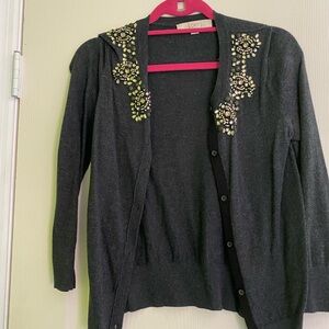 LOFT Charcoal Embellished Cardigan
